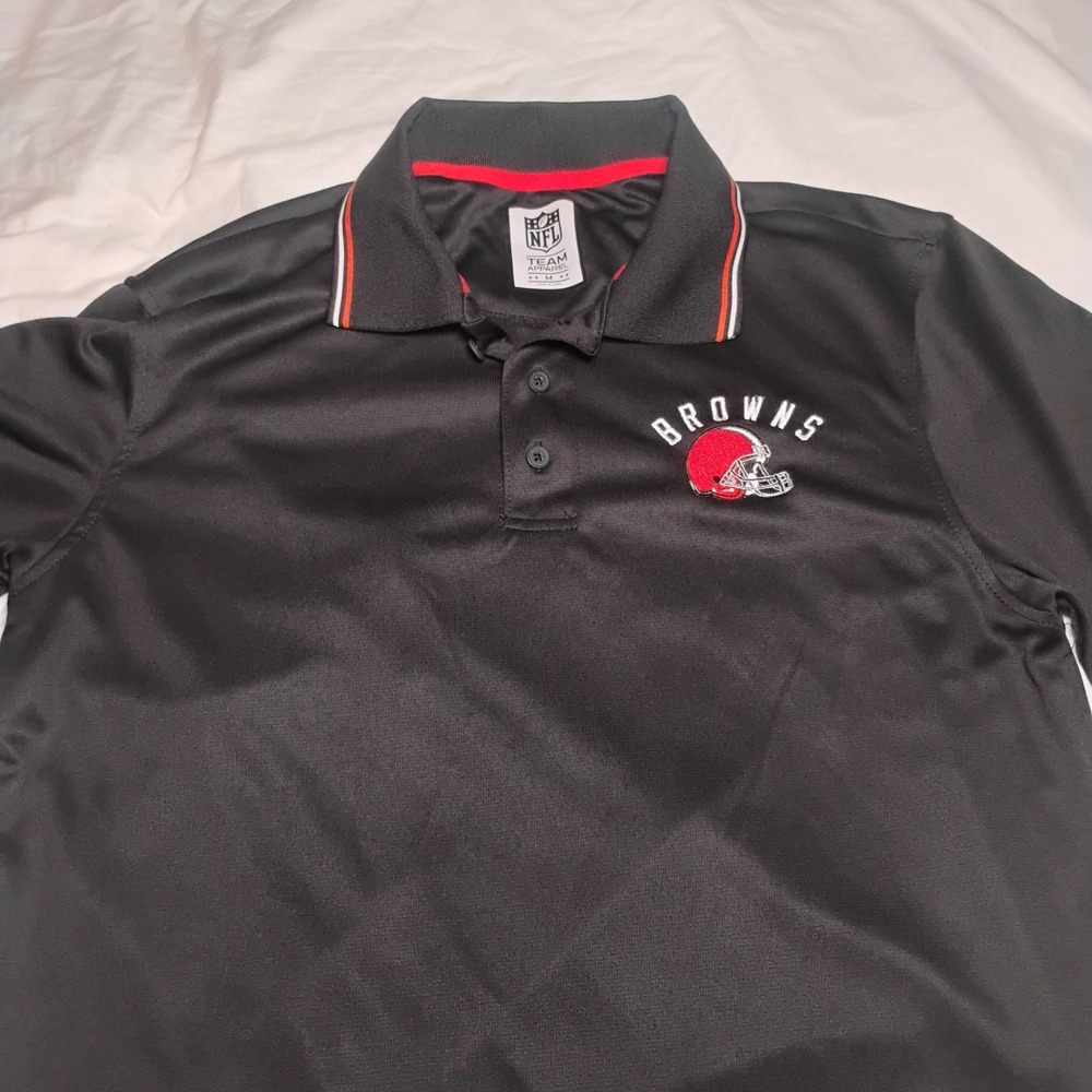 Cleveland Browns Polo Shirt Mens M Black ‎ Polyester NFL Team Apparel Football